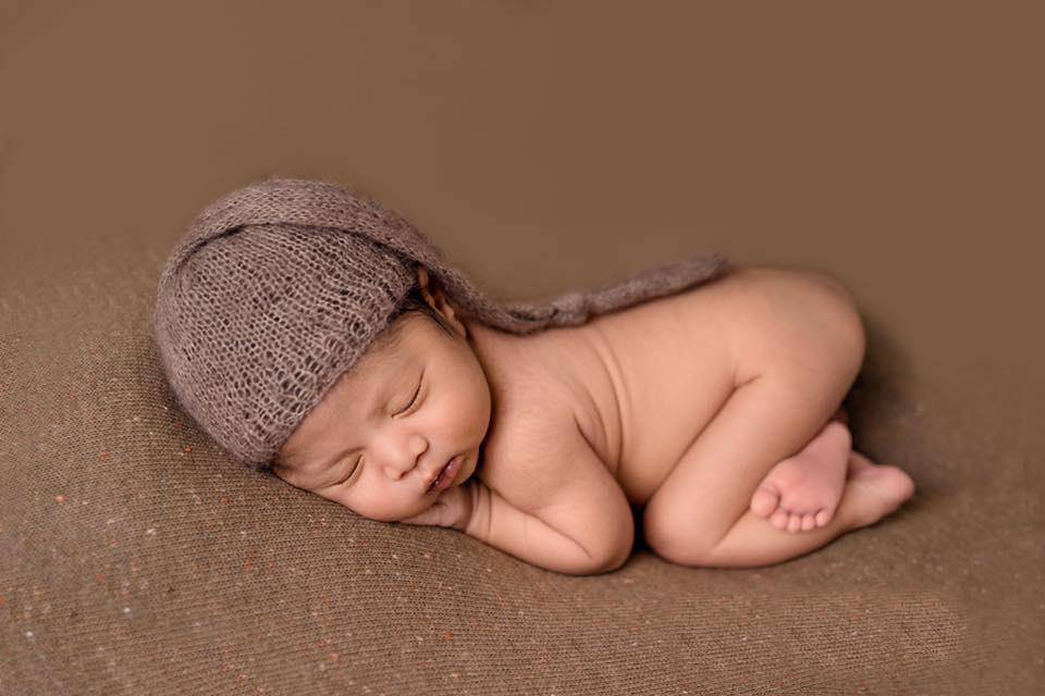Toffee Brown Newborn Baby Mohair Pixie Knot Hat - Beautiful Photo Props