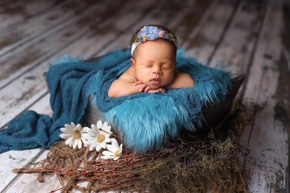 Aqua Blue Mongolian Faux Fur Photography Prop Rug Newborn Baby Toddler - Beautiful Photo Props