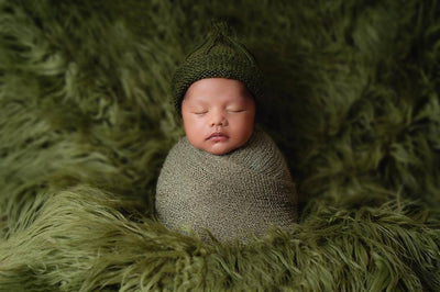 Olive Green Curly Alpaca Faux Flokati Fur Newborn Photography Prop - Beautiful Photo Props