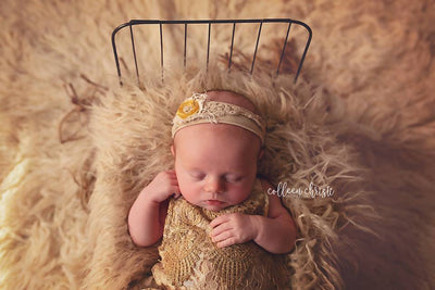 Gold Lace Embroidered Newborn Romper - Beautiful Photo Props