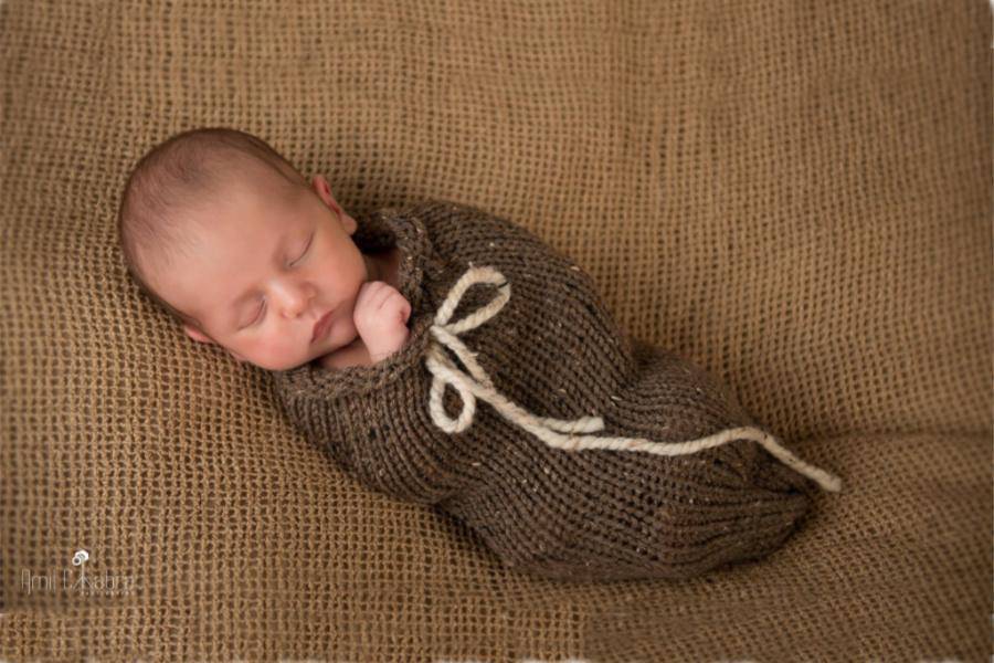 Barley Brown Newborn Knit Swaddle Sack - Beautiful Photo Props