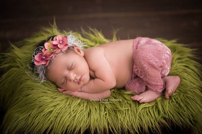 Olive Green Mongolian Faux Fur Photography Prop Rug Newborn Baby - Beautiful Photo Props