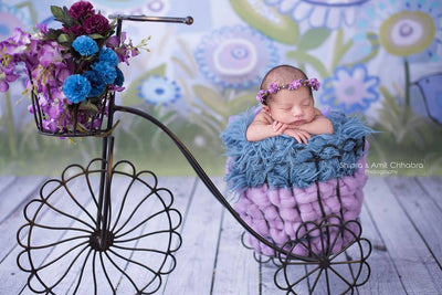 Blue Faux Flokati Alpaca Fur Rug Newborn Photography Prop - Beautiful Photo Props