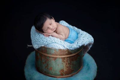 Blue Powder Puff Newborn Baby Blanket - Beautiful Photo Props