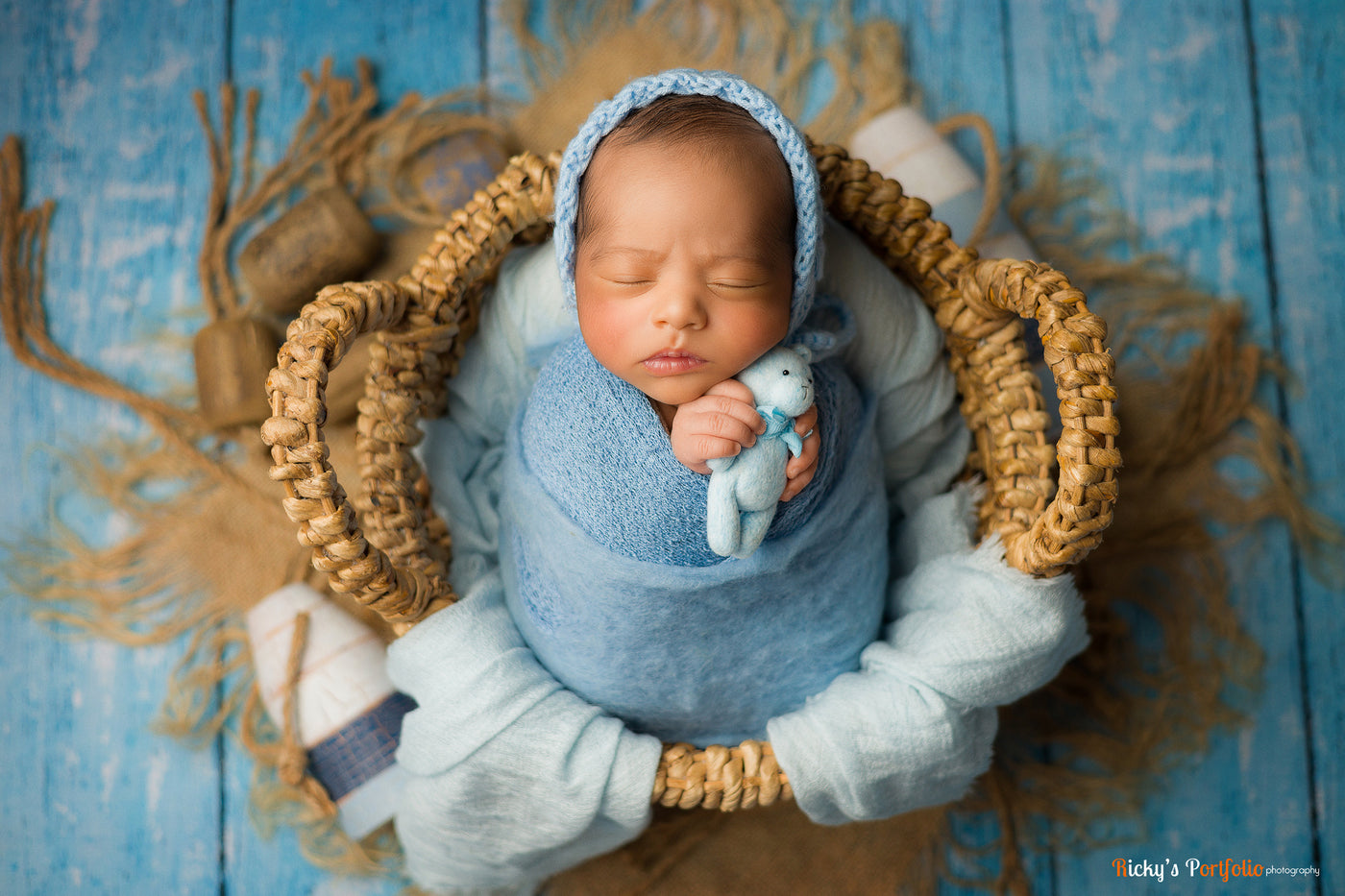 SET Dark Blue Jean and Light Blue Stretch Knit Newborn Baby Wraps - Beautiful Photo Props