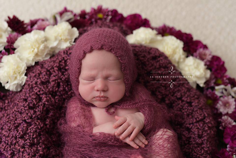 Raspberry Pink Sunflower Mohair Knit Baby Wrap - Beautiful Photo Props