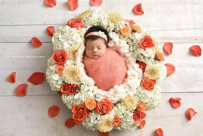 Peach Sunflower Mohair Knit Baby Wrap - Beautiful Photo Props