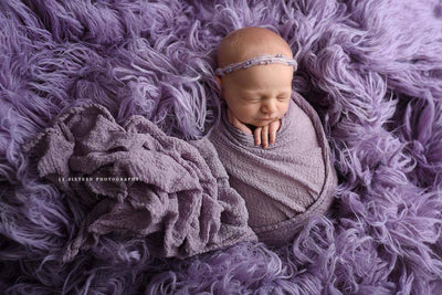 Lavender Pearls Mohair Halo Tieback Headband - Beautiful Photo Props