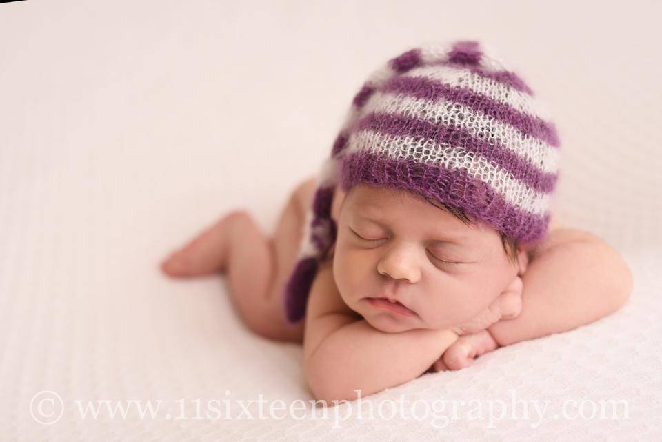 Purple and Cream Newborn Mohair Pixie Baby Hat - Beautiful Photo Props