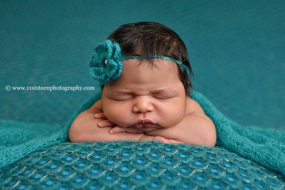 SET Teal Mohair Knit Baby Wrap and Headband - Beautiful Photo Props