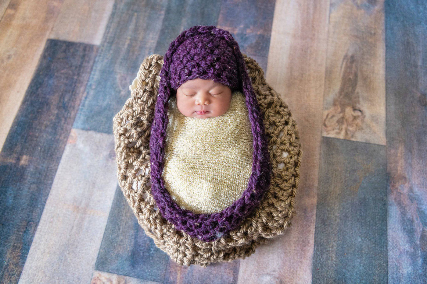 Raisin Purple Baby Bowl And Hat Set - Beautiful Photo Props