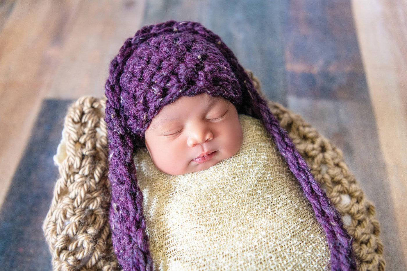 Raisin Purple Baby Bowl And Hat Set - Beautiful Photo Props