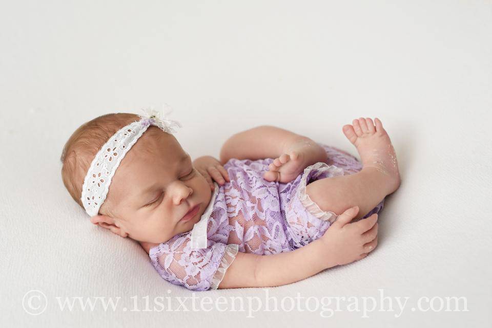 Lavender Lace Newborn Tieback Romper - Beautiful Photo Props