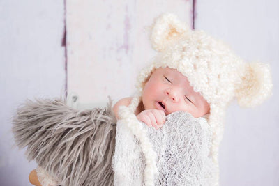 Newborn Cream Earflap Teddy Bear Hat - Beautiful Photo Props