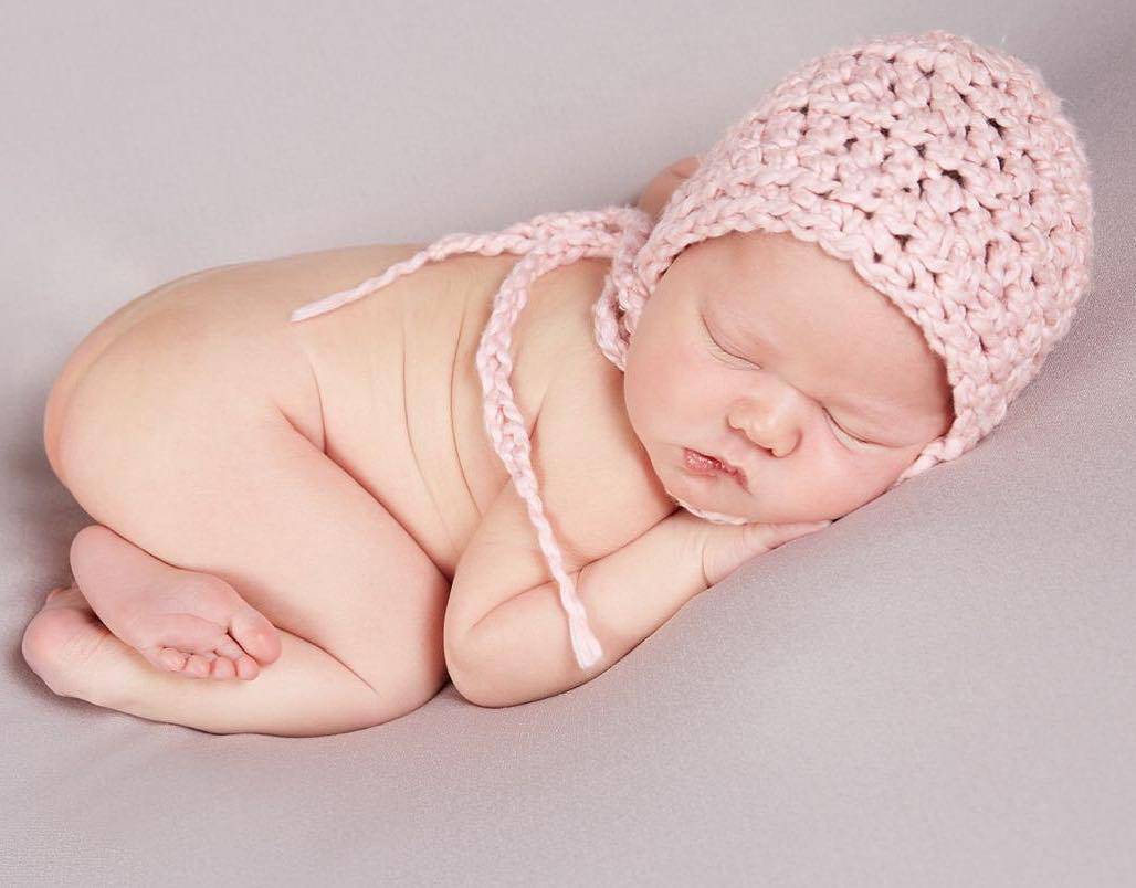 Simply Cotton Baby Bonnet in Strawberry Pink - Beautiful Photo Props