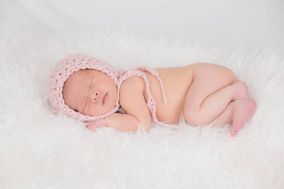 Simply Cotton Baby Bonnet in Strawberry Pink - Beautiful Photo Props