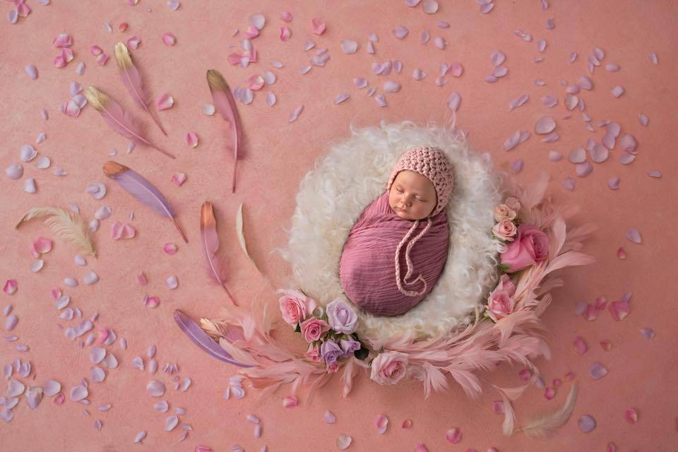 Simply Cotton Baby Bonnet in Strawberry Pink - Beautiful Photo Props