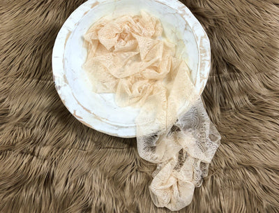 Tan Gossamer Fabric Lace Baby Wrap - Beautiful Photo Props