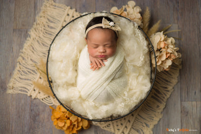 Cream Stretch Knit Baby Wrap - Beautiful Photo Props