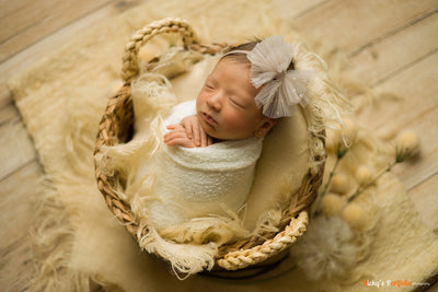 Cream Stretch Knit Baby Wrap - Beautiful Photo Props