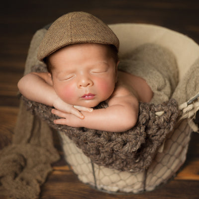 SET Barley Brown Baby Blanket and Putty Stretch Knit Wrap - Beautiful Photo Props