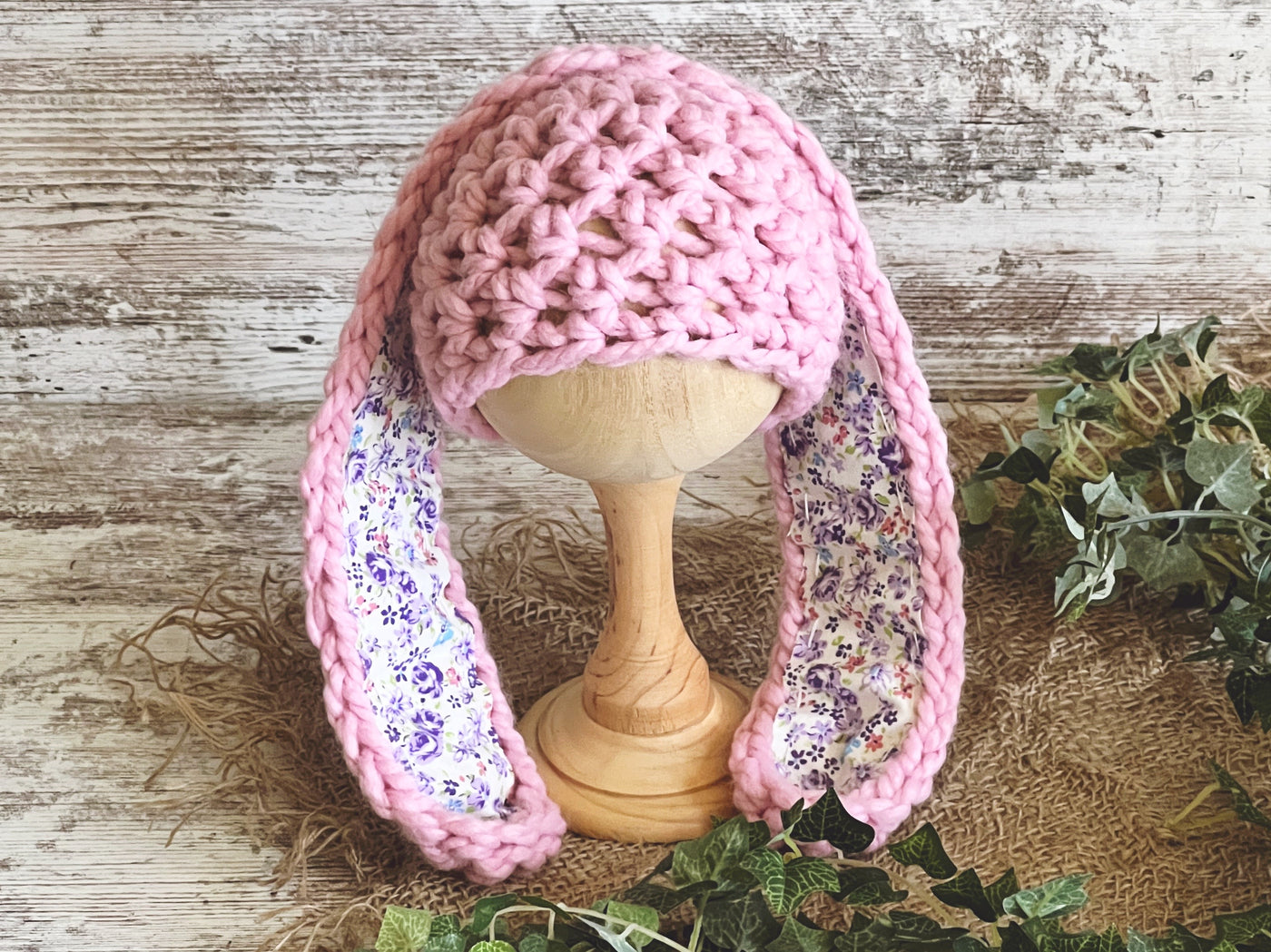 Pink Long Ear Newborn Baby Bunny Hat - Beautiful Photo Props