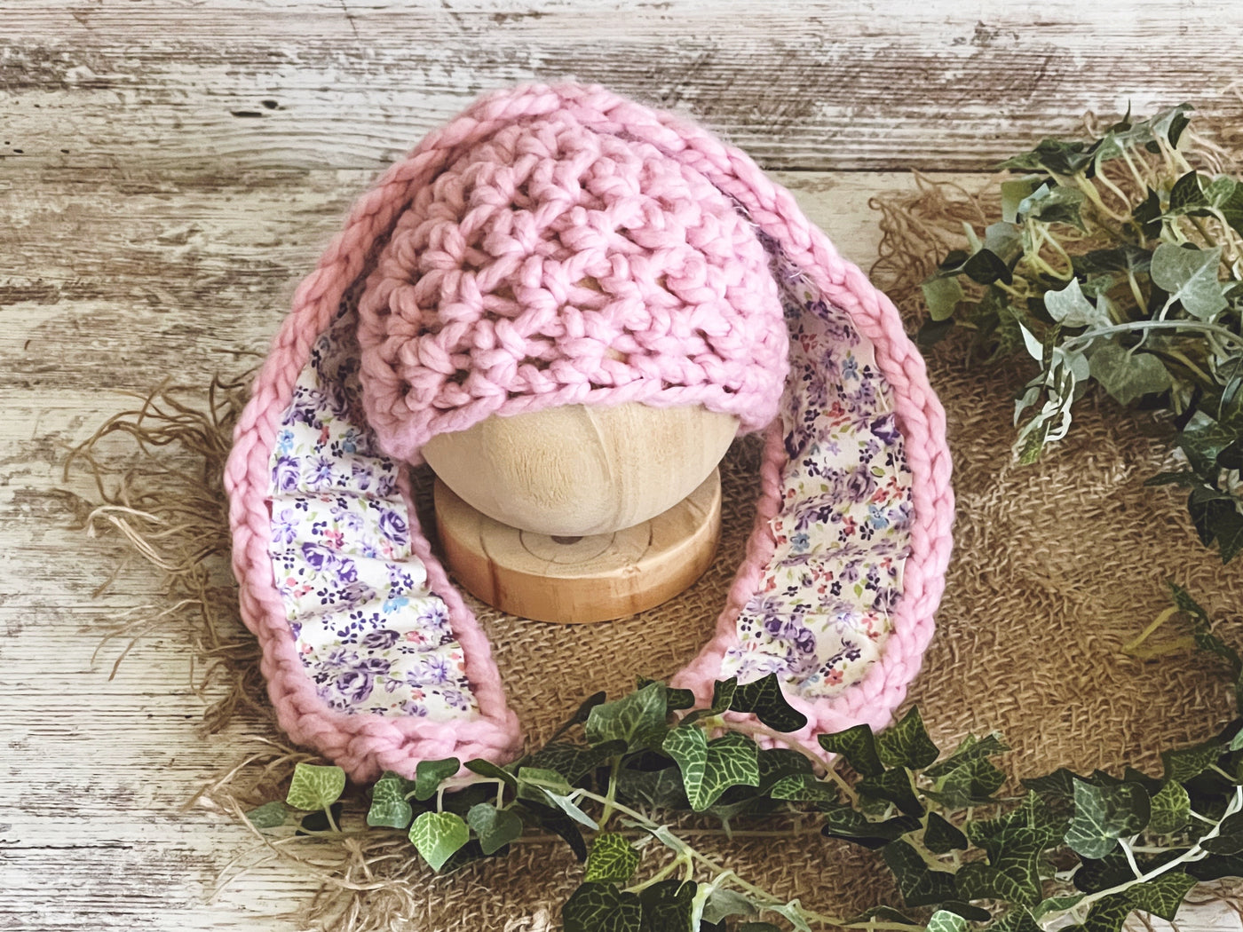 Pink Long Ear Newborn Baby Bunny Hat - Beautiful Photo Props