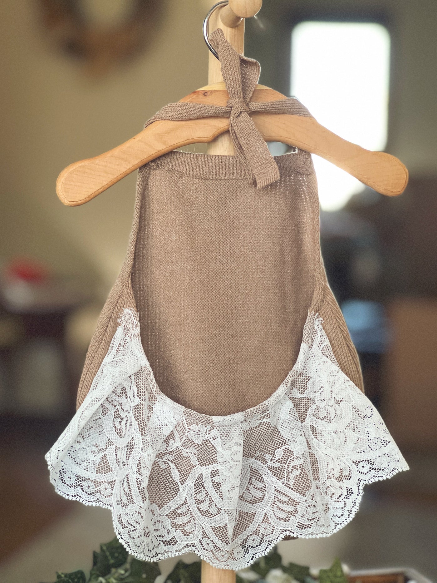 White Ruffle Bum Lace Newborn Tieback Romper - Beautiful Photo Props