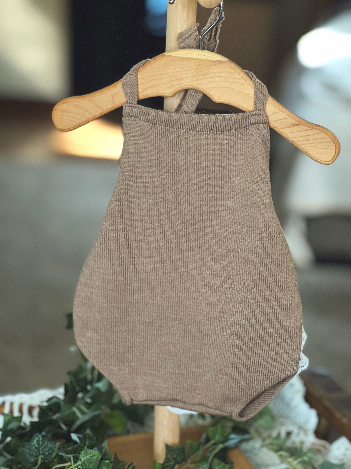 White Ruffle Bum Lace Newborn Tieback Romper - Beautiful Photo Props
