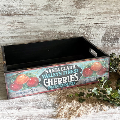 Cherries Wood Decorative Crate Newborn Posing Prop - Beautiful Photo Props