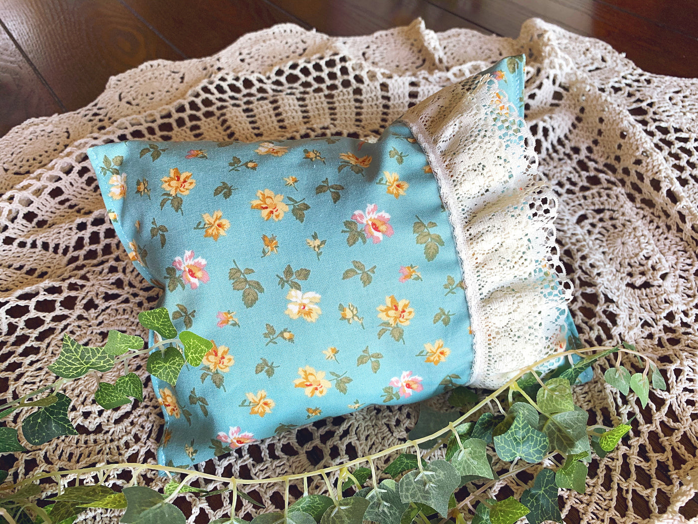 Blue Floral Newborn Fabric Posing Pillow - Beautiful Photo Props