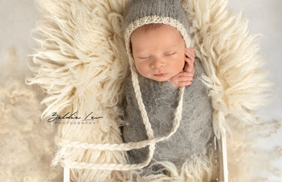 Gray Sunflower Mohair Knit Baby Wrap - Beautiful Photo Props