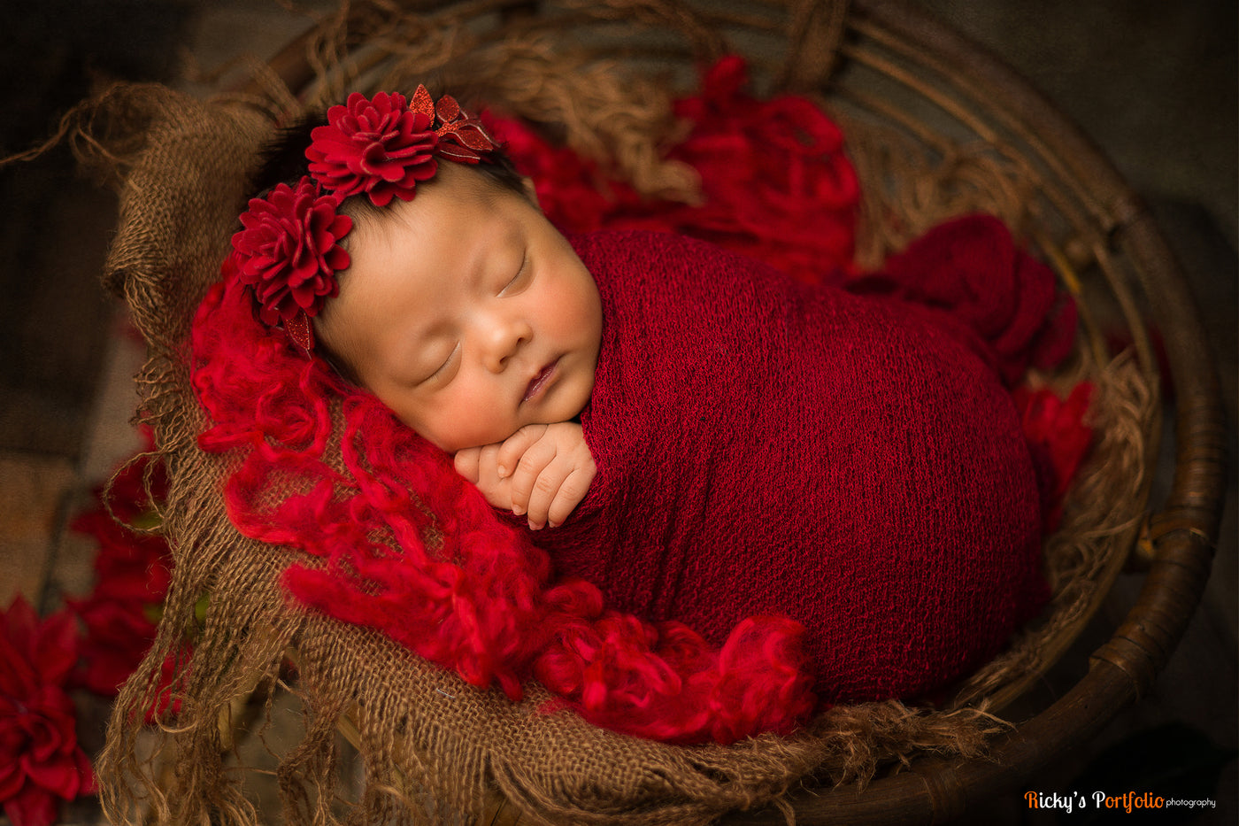 Red Newborn Fluff Cloud Basket Filler Nest Stuffer - Beautiful Photo Props