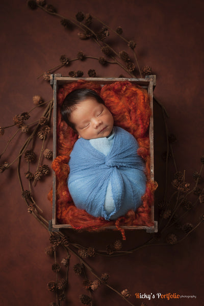 Rust Orange Newborn Fluff Cloud Basket Filler Nest Stuffer - Beautiful Photo Props