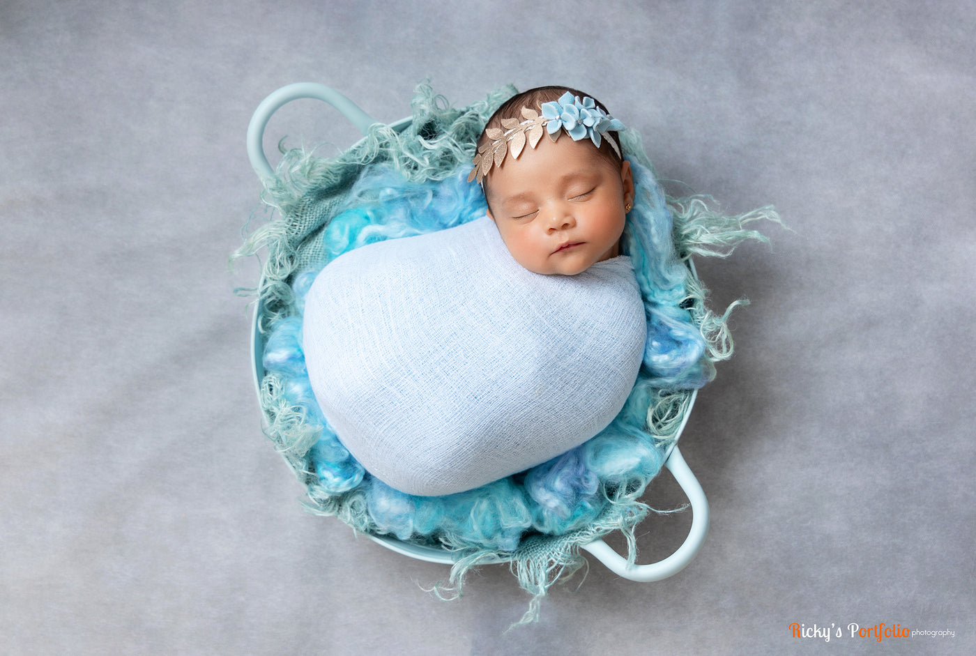 Waterfall Blue Newborn Fluff Cloud Basket Filler Nest Stuffer - Beautiful Photo Props