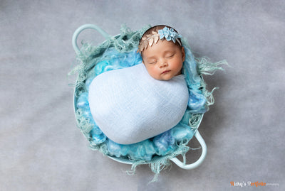 Waterfall Blue Newborn Fluff Cloud Basket Filler Nest Stuffer - Beautiful Photo Props