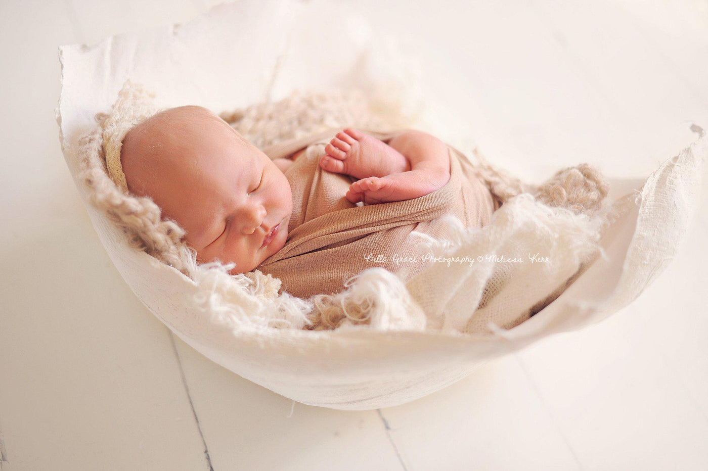 Beige Fabric Stretch Knit Newborn Baby Wrap - Beautiful Photo Props