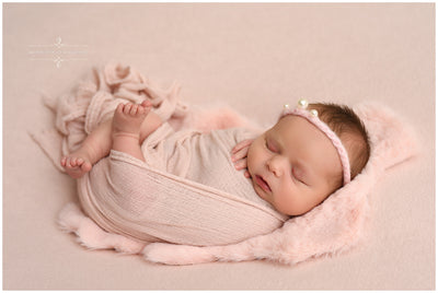 Blush Pink Triple Pearls Mohair Halo Tieback Headband - Beautiful Photo Props