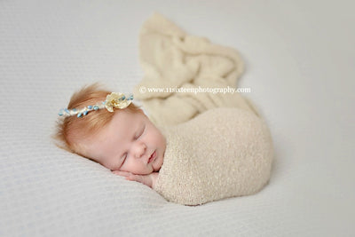 SET Cream Newborn Fluff Cloud Basket Filler and Baby Wrap - Beautiful Photo Props
