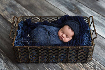 Dark Blue Jean Stretch Knit Newborn Baby Wrap - Beautiful Photo Props