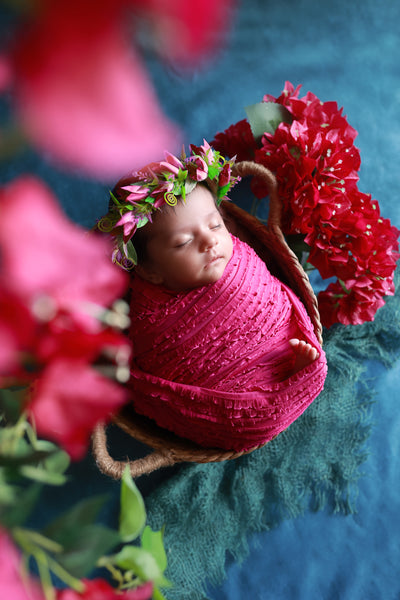 Ruffle Stretch Knit Wrap in Fuschia Hot Pink - Beautiful Photo Props