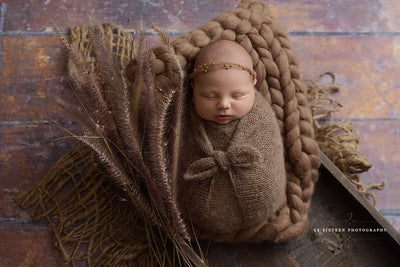 Gold Pearls Mohair Halo Tieback Headband - Beautiful Photo Props