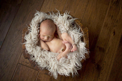 Latte Curly Alpaca Faux Flokati Fur Newborn Photography Prop - Beautiful Photo Props