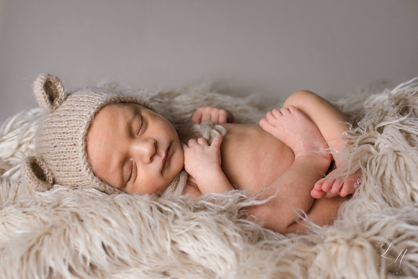 Latte Curly Alpaca Faux Flokati Fur Newborn Photography Prop - Beautiful Photo Props