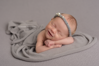 Light Gray Triple Pearls Mohair Halo Tieback Headband - Beautiful Photo Props
