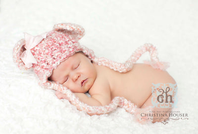 Earflap Teddy Newborn Hat Pink Dreams - Beautiful Photo Props