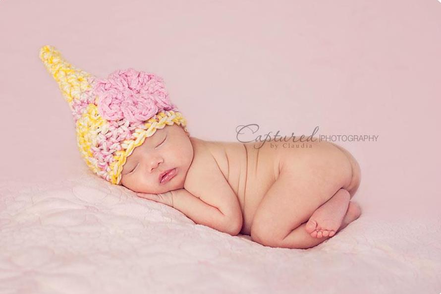 Yellow Pink Newborn Flower Gnome Hat - Beautiful Photo Props